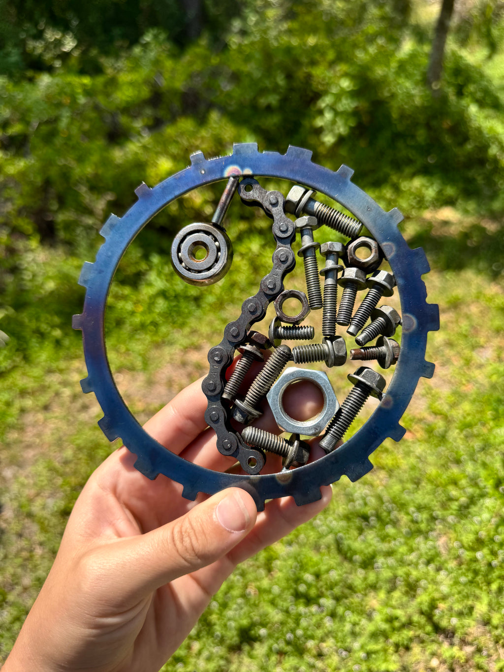 Yin Yang Spare Parts Metal Wall Art – Handcrafted Automotive Decor