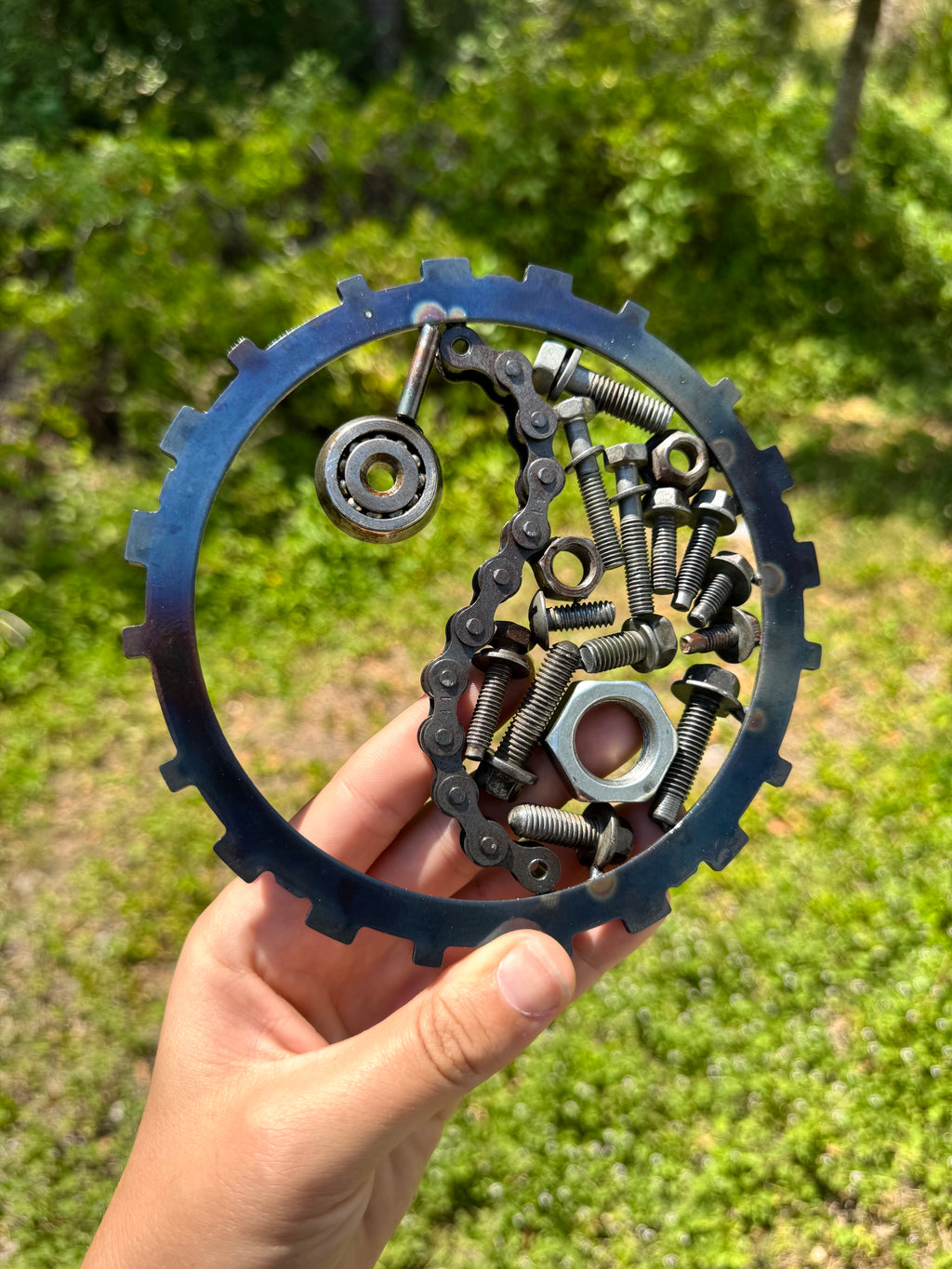 Yin Yang Spare Parts Metal Wall Art – Handcrafted Automotive Decor