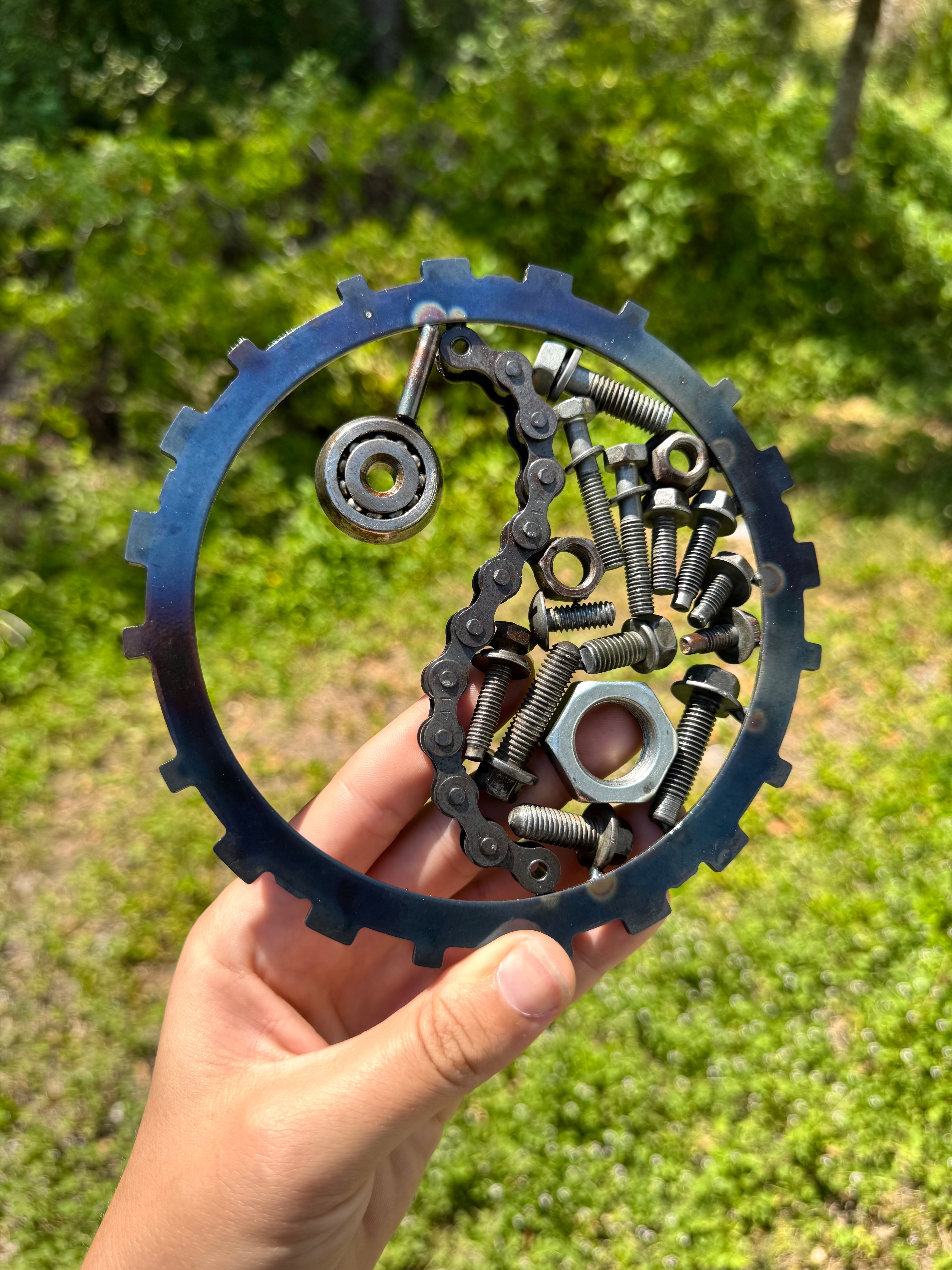 Yin Yang Spare Parts Metal Wall Art – Handcrafted Automotive Decor