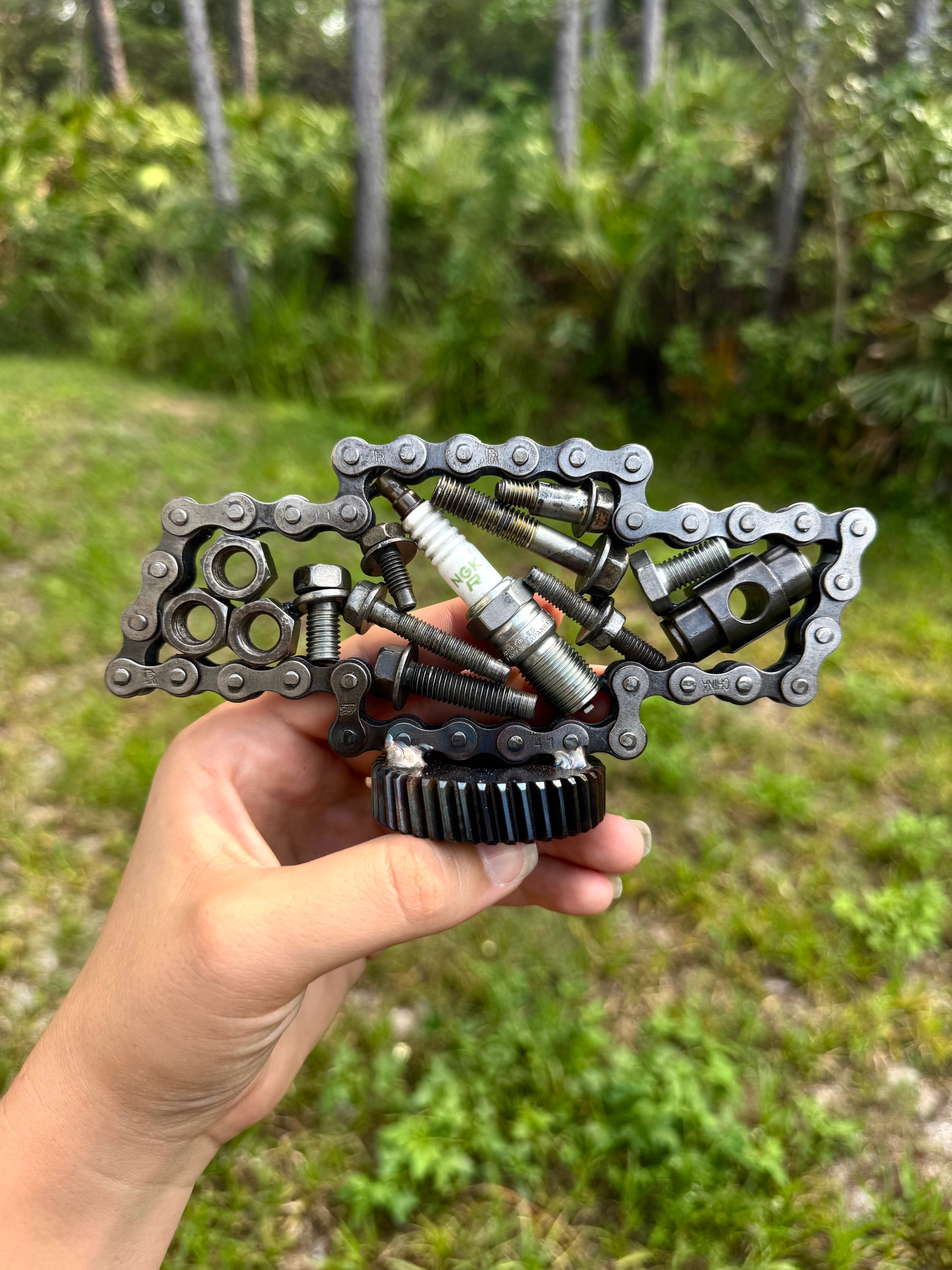 Handcrafted Chevy Spare Parts Wall Art – Unique Metal Garage Decor