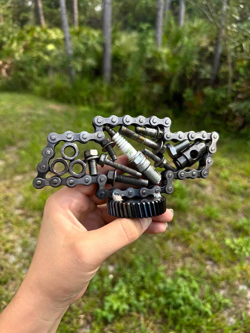 Handcrafted Chevy Spare Parts Wall Art – Unique Metal Garage Decor