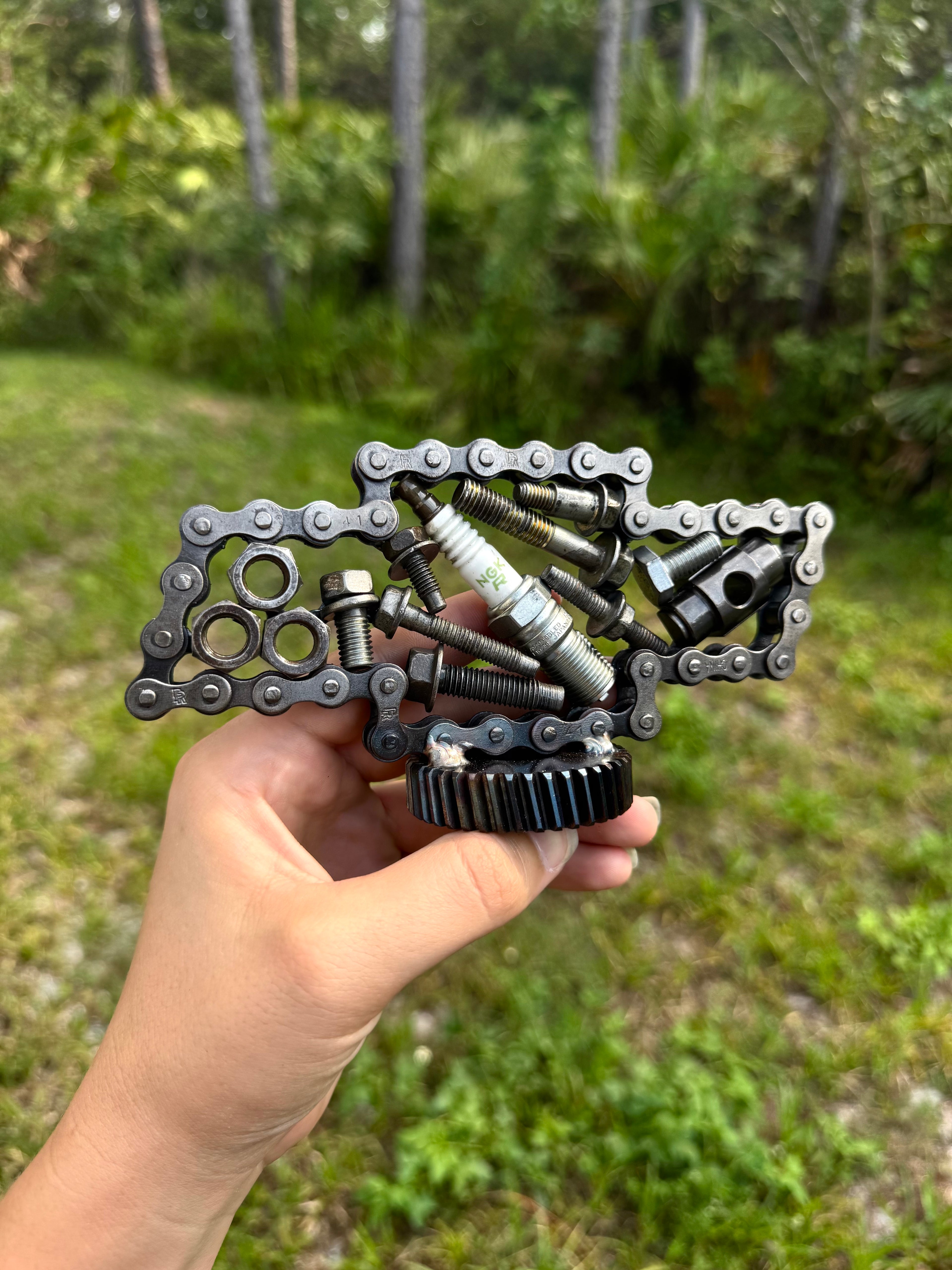 Handcrafted Chevy Spare Parts Wall Art – Unique Metal Garage Decor