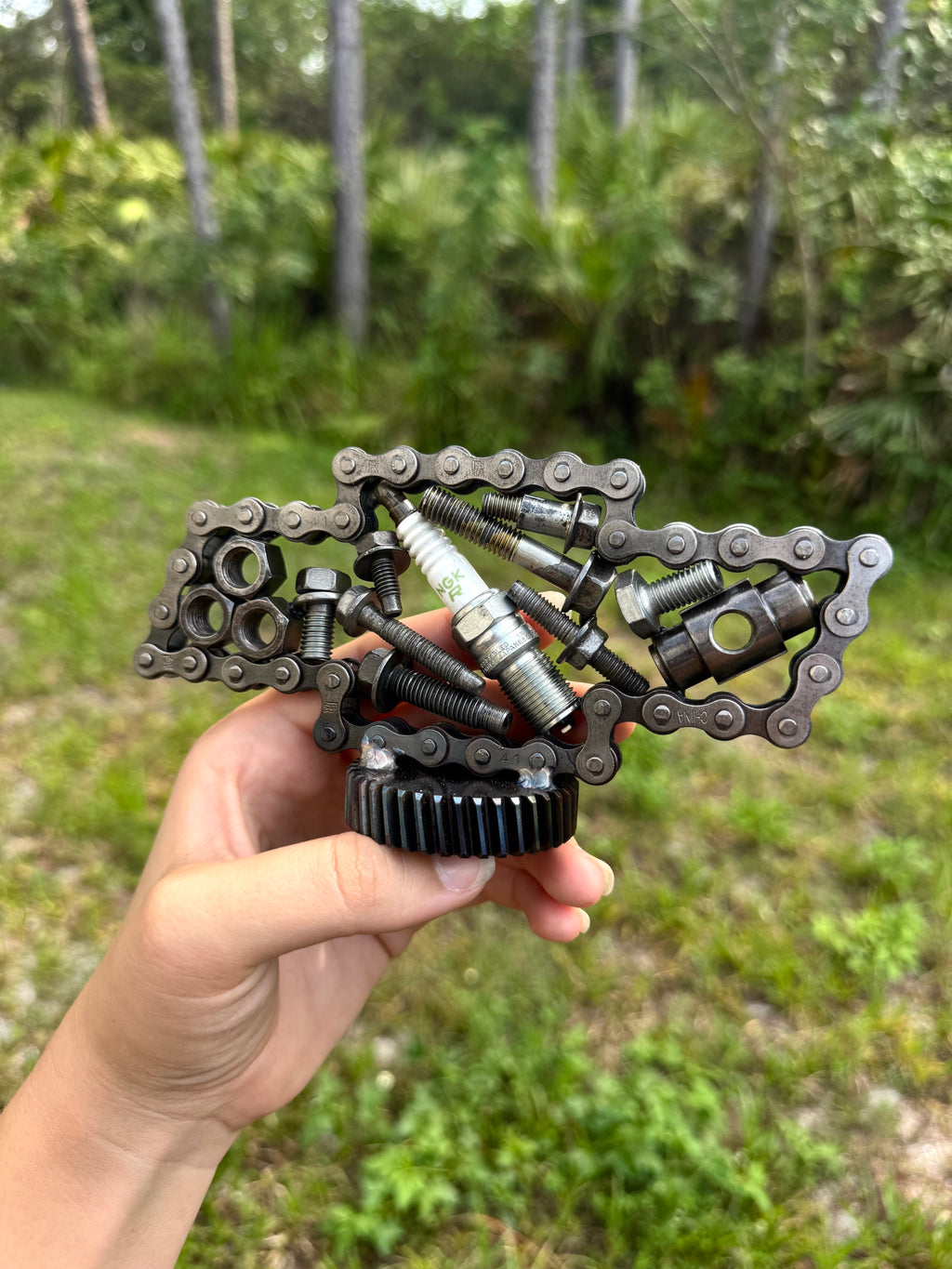 Handcrafted Chevy Spare Parts Wall Art – Unique Metal Garage Decor