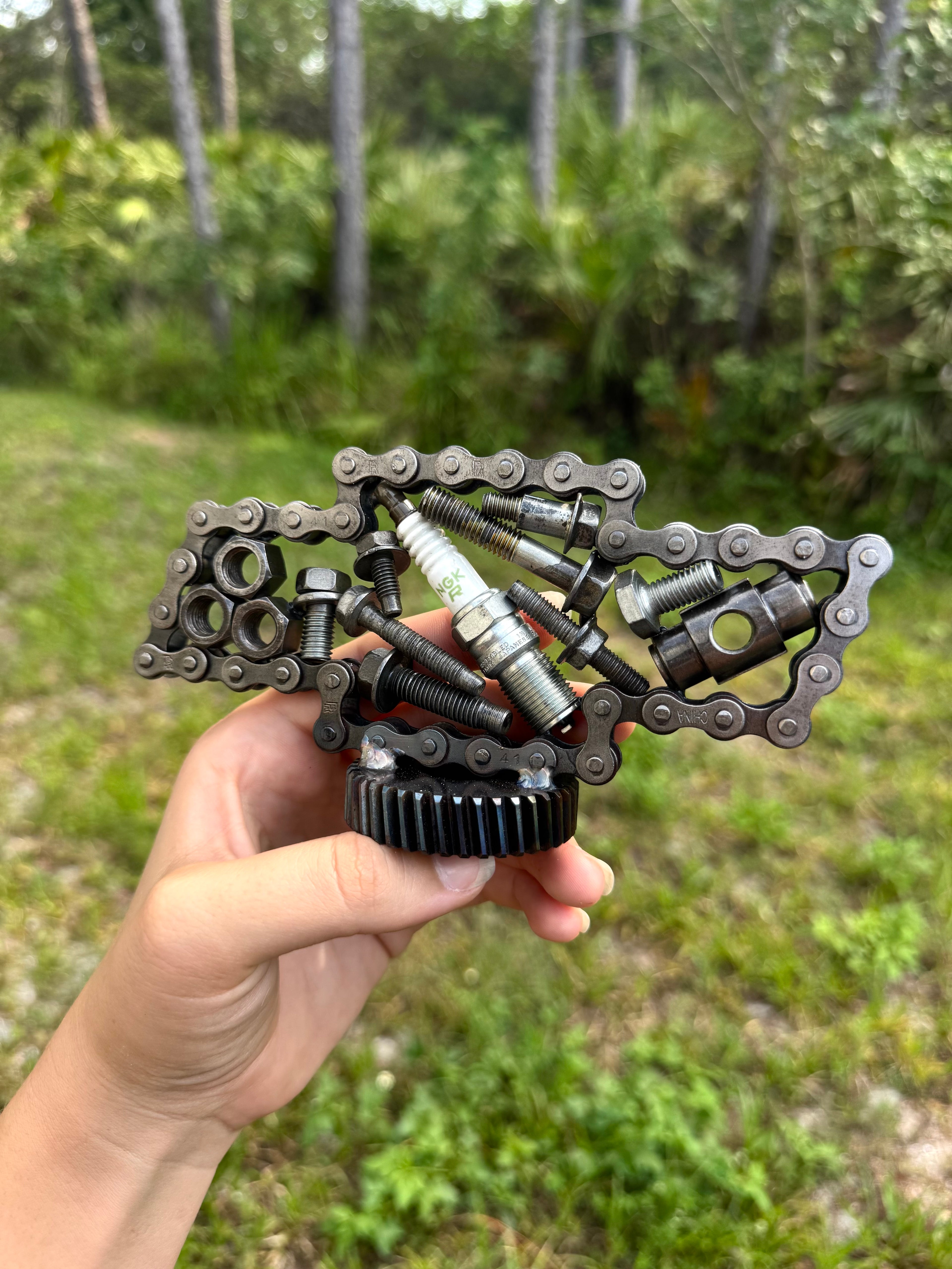 Handcrafted Chevy Spare Parts Wall Art – Unique Metal Garage Decor